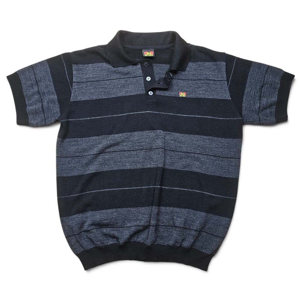 BEN DAVIS Sweater Polo Men's XL/2XL VTG 90s Striped Workwear Utility Streetwear